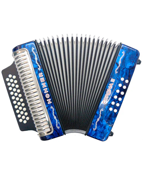 ACORDEON DIATONICO HOHNER CORONA II SOL-DO-FA 31 BOTONES Y 12 BAJOS AZUL OSCURO CON FUNDA A5624 C