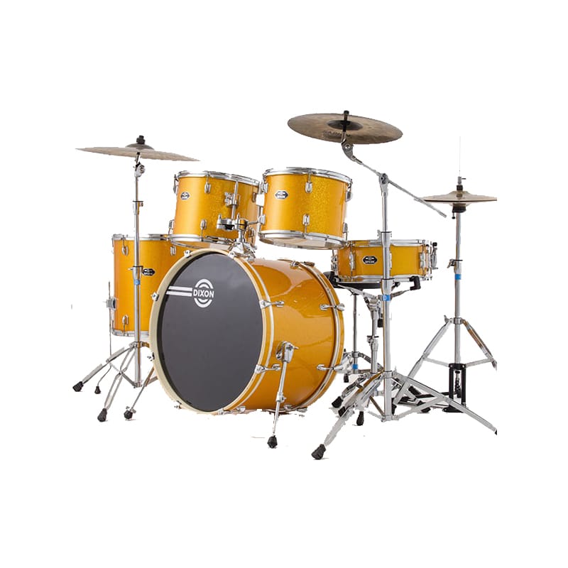 PODSP522AMGD BATERIA DIXON DE 5PZAS PVC COLOR DORADO STANDS Y HERRAJE CROMADOS CON PLATILLOS