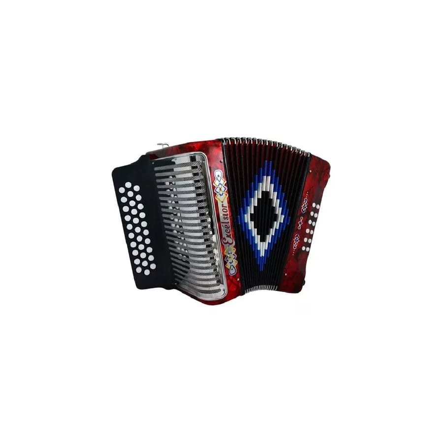 ACORDEON DIATONICO EXCELSIOR FA-SI-MI ROJO CON ESTUCHE 3012RDFBE 1000288