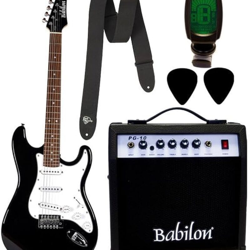 GUITARSTARTPACK-BK PAQUETE DE GUITARRA ELECTRICA CON AMPLIFICADOR FUNDA,STAND,Y ACCESORIOS COLOR NEGRO