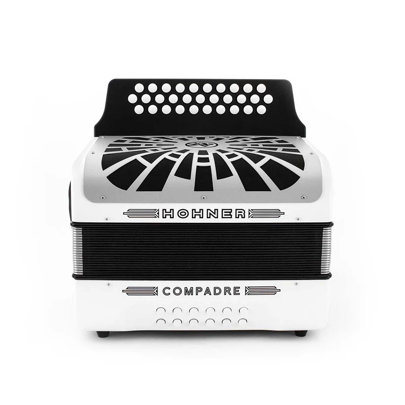 ACORDEON DIATONICO HOHNER COMPADRE FA-SIB-MIB 31 BOTONES Y 12 BAJOS BLANCO CON FUNDA A48431