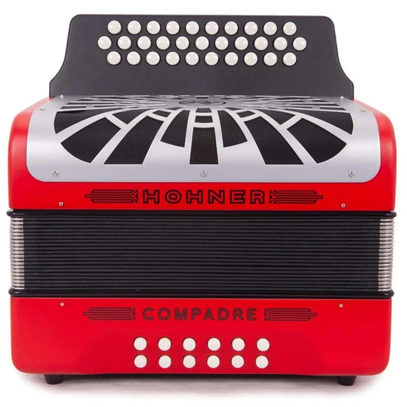 ACORDEON DIATONICO HOHNER COMPADRE FA-SIB-MIB, 31 BOTONES Y 12 BAJOS ROJO CON FUNDA A48441 1100465