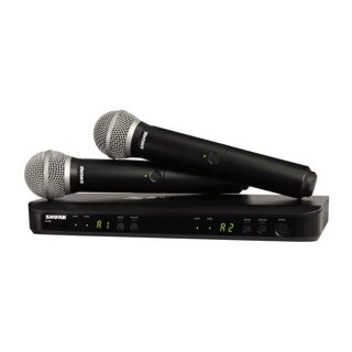 SISTEMA INALAMBRICO DOBLE CON DOS MICROFONOS DE MANO PARA VOZ BLX288/PG58-J11