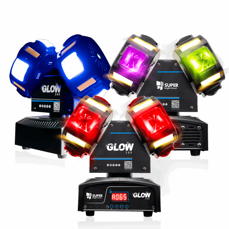 CABEZA MOVIL 8 LEDS 10W RGBW 4 EN 1 GLOW200 ESTUCHE 2PZAS