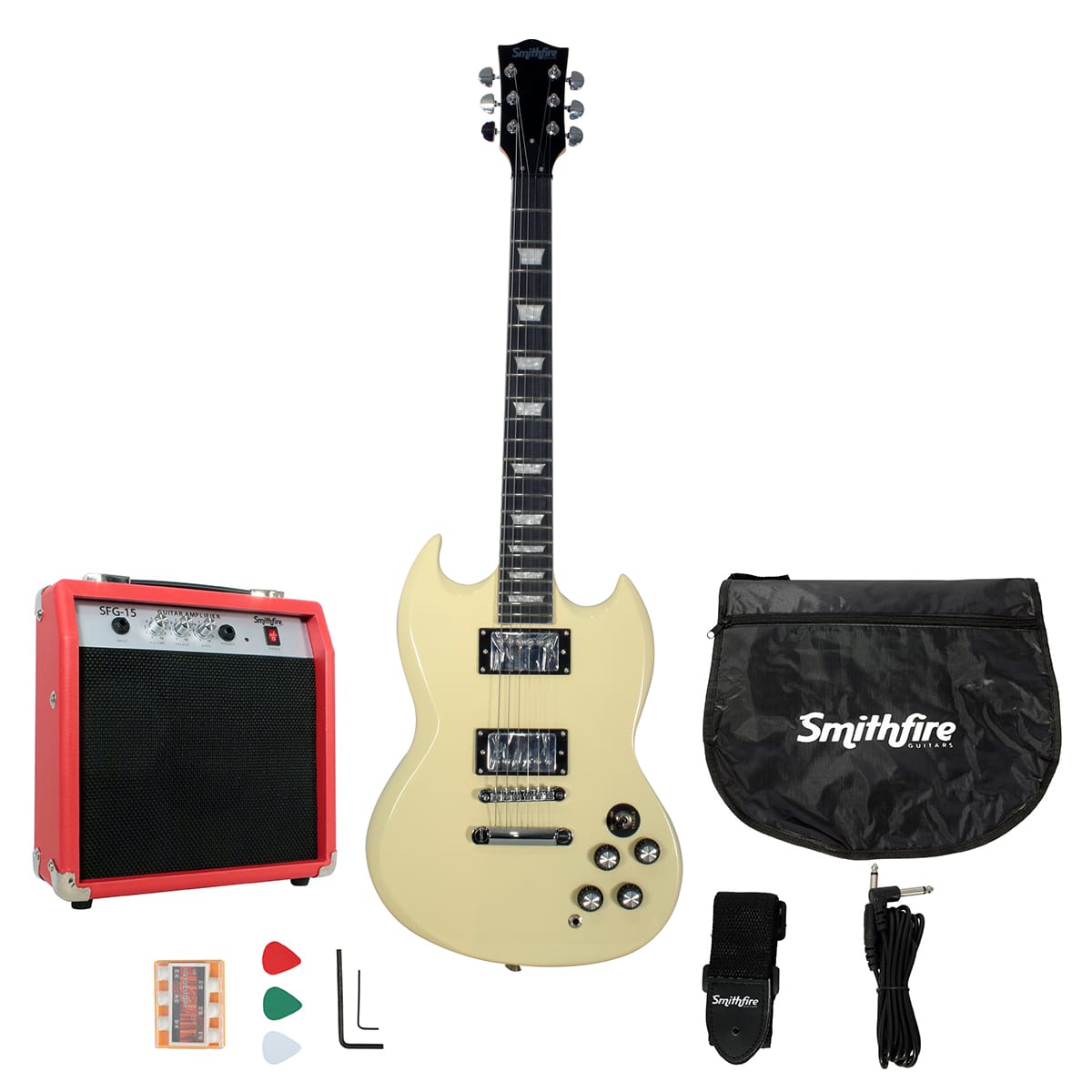 GUITARRA SMITHFIRE ELECTRICA SG310PAKWHI