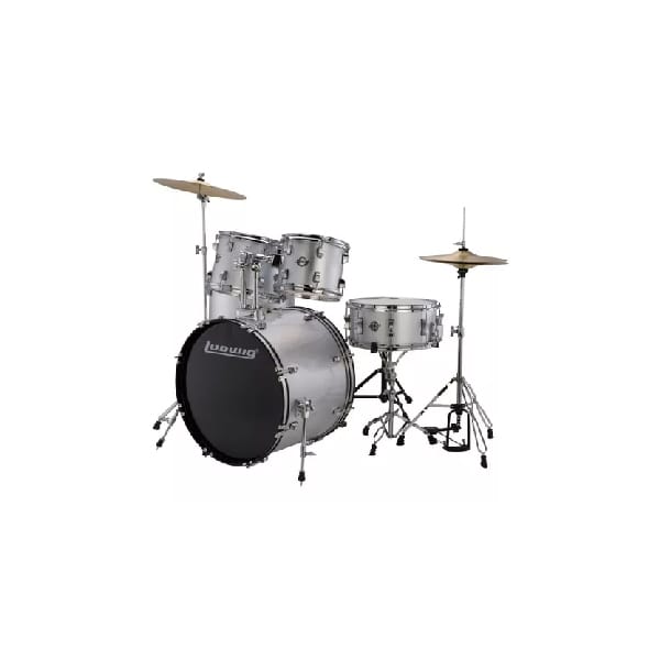 BATERIA ACCENT PLATA DE 5 PIEZAS CON HERRAJES Y PLATILLOS MARCA LUDWING