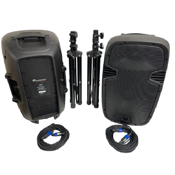 SAT-12 JGO BAFLES ABS/12"+2PEDESTALES +2 CABLES SPEAKON