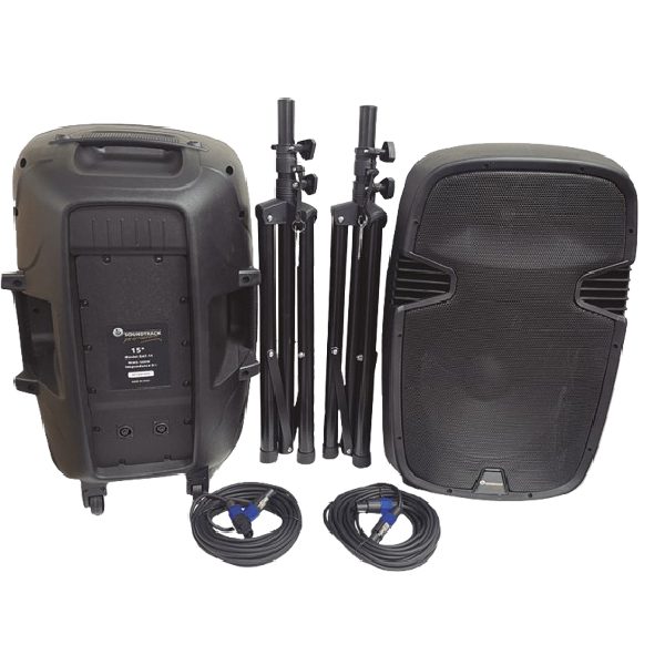 SAT-15 JGO DE BAFLES ABS/15"+2 PEDESTALES +2 CABLES SPEAKON