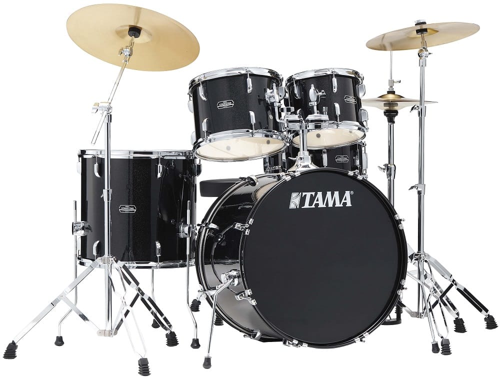 BATERIA TAMA "STAGESTAR" DE 5PZAS NEGRO BRILLANTE CON ATRILES ASIENTO Y PLATILLOS ST52H6CBNS